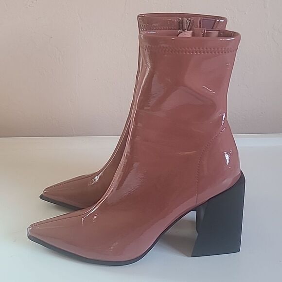 Jeffrey Campbell LA Siren Bootie Dark Rose Patent Ankle Boots Size 8.5 - Picture 3 of 16